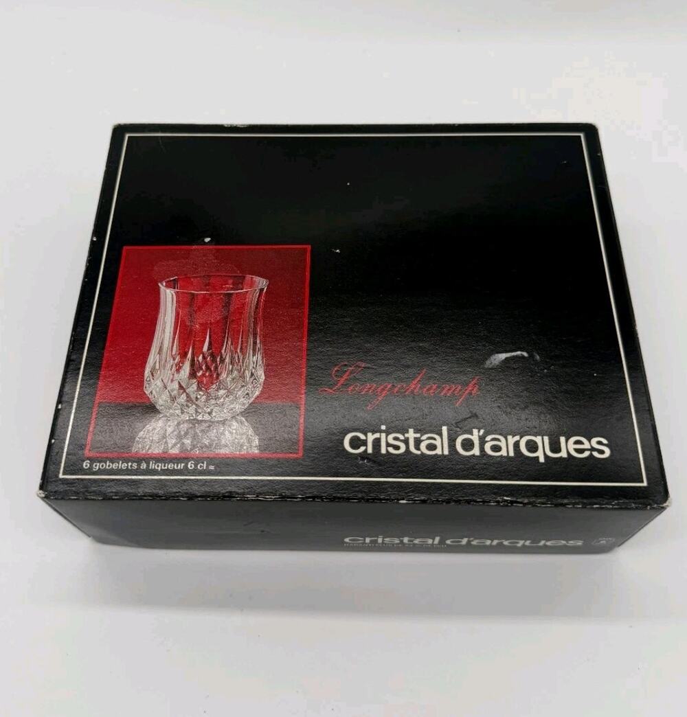 Cristal d’Arques Longchamp Crystal Shot Glasses 2 Oz Set of 6 in box New